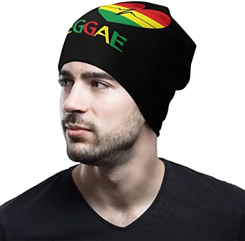 Eu amo reggae coração unissex chapéu chapéu de tampa de caveira quente tampa de pulôver para dormir casual um tamanho