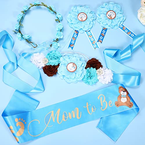 5 PCs Sash Decorações do chá de bebê para menino Mãe azul de maternidade Mã