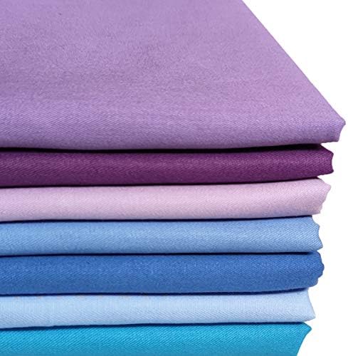 Levylisa 7pcs 18 x22 quartos de gordura precet algodão pacote de tecido de costura diy kit de tecido de estrasagem kit azul roxo