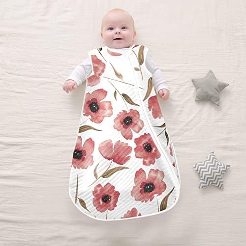 vvfelixl unissex vermelho poppies saco de dormir bebê, cobertor de bebê vestível, saco de sono para crianças,