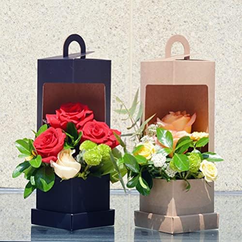 PRETYZOOM Caixa de presentes Caixa de flores Caixa de presente Kraft Papel Bouquet Bouquet Bacs Florist Floral Presente caixas para festas de aniversário de aniversário do dia dos namorados