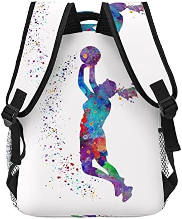 PSVOD Backpack Basketball Girl Padrão de lazer Backpack, luz e portátil:- Adequado para a escola, trabalho, férias