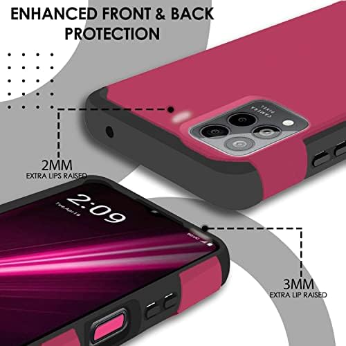 TJS Compatível para T-Mobile Revvl 6 Pro 5G Caixa de telefone, camada dupla Proteção híbrida Proteção à prova de