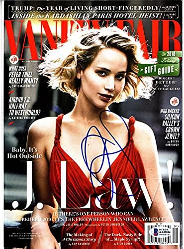 Jennifer Lawrence assinou autografado Vanity Fair Magazine + Beckett Bas Coa - Autenticação Beckett - Revistas