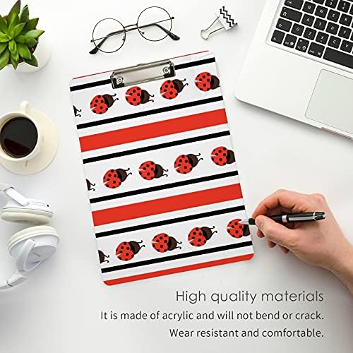 Alaza Cute Ladybug Red Black Stripe Clipboards For Kids Mulheres Mulheres Mulheres Letra Plástico