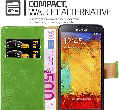 Caso Cadorabo Book Compatível com Samsung Galaxy Note 3 Neo em Grass Verde - com fechamento magnético, função do suporte e slot para cartas - Wallet etui tampa bolsa de couro pu de couro