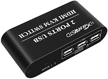 Switch USB KVM Splitter HDMI 2 Porta Caixa, Compartilhe 2 computadores com um mouse de teclado e um monitor