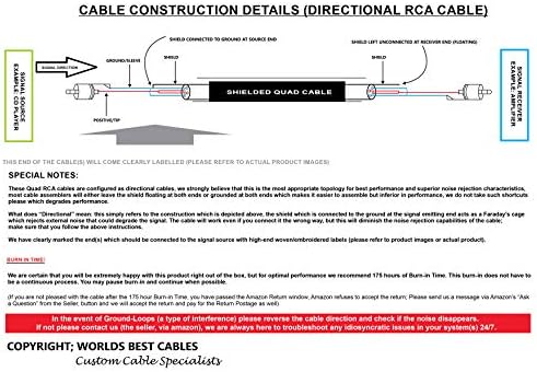 Par de cabo RCA de 4,5 pés - Gotham GAC -4/1 Star -Quad Audio Interconect Cable com corpo cromado preto de Amphenol ACPL, conectores RCA banhados a ouro - direcional