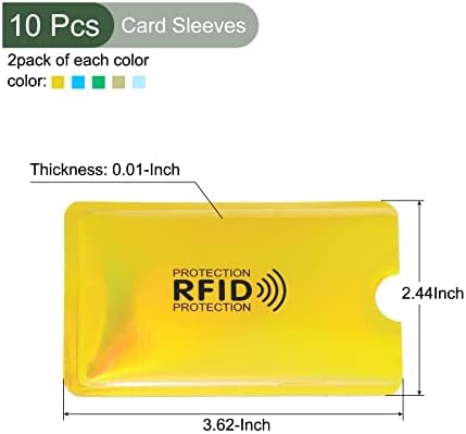 Yokive 10 PCs RFID Horizontal, manga de cartão Slim | Resistente a arranhões, ótimos para cartões de visita,