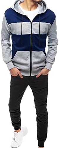 Roupas masculinas roupas de 2 peças Roupfits Color Block Athletic Full Zip Hoodies e calças de corrida