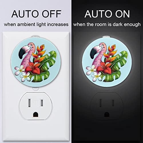 2 Pacote Plug-in Nightlight LED Night Light com sensor do anoitecer para o amanhecer para o quarto de crianças, viveiro, cozinha, animal azul flamingo