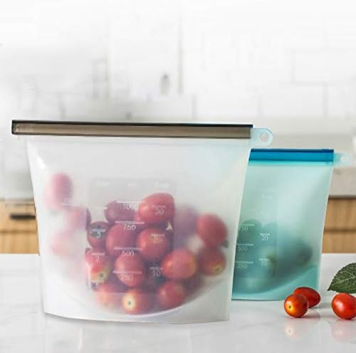 Bolsa de armazenamento de alimentos de silicone - Freezer reutilizável de 6 pacotes, sacos de armazenamento de