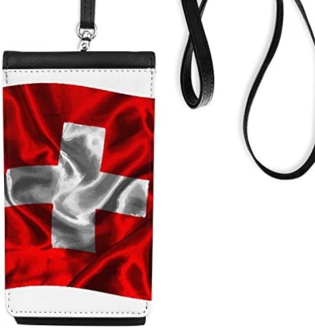 Textura de seda Suíça Bandeira Padrão Pão de Pão de Polícia Polcada Bolsa Móvel Bolsa Black Pocket