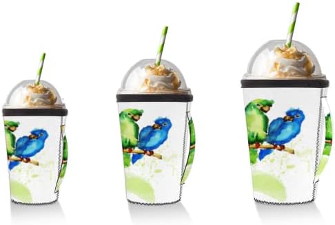 Tropical Parrot Reutilable Iced Coffee Slave com manga de neoprene de alça para refrigerante, café