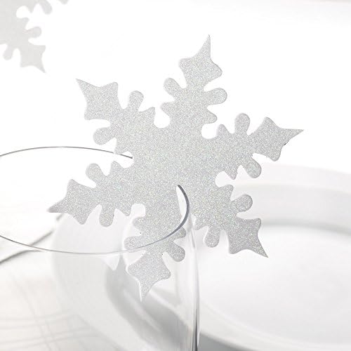 Cartão de lugar de floco de neve branco fica no pacote de vidro de 10 - perfeito para decorar