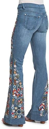 Jeans de bota feminina jeans de jeans médios perna reta de sino solto calça de jeans de perna largo largo