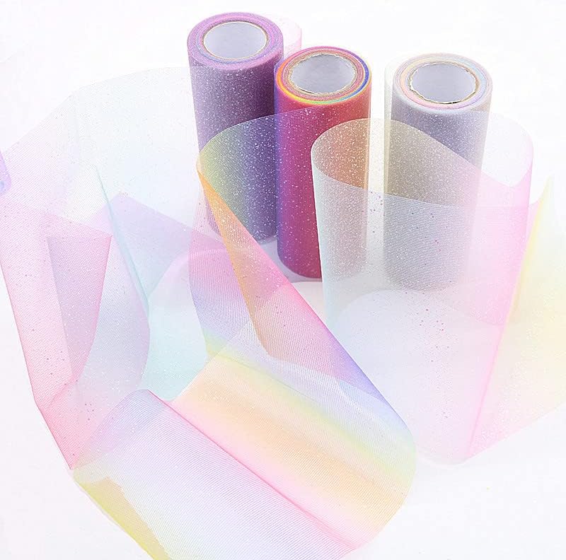 Tutu Tulle Roll Gradiente Arco -íris para suprimentos de decoração de casamento Rolo de tecido