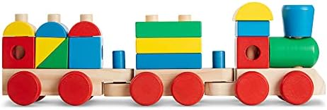 Melissa & Doug empilhamento de trem - Toy de madeira clássica de madeira - conjunto de trem de madeira,