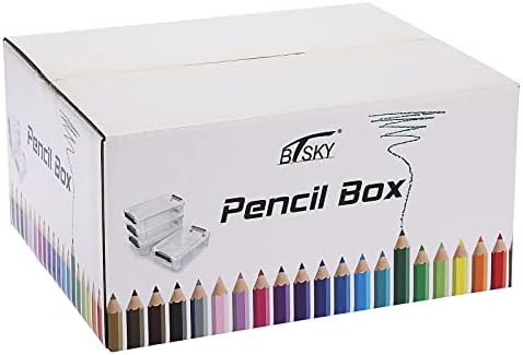 BTSKY 4 Pack 4 Capacidade Extra grande Capacidade Plástico Caixa de lápis empilhável translúcido translúcido Lápis