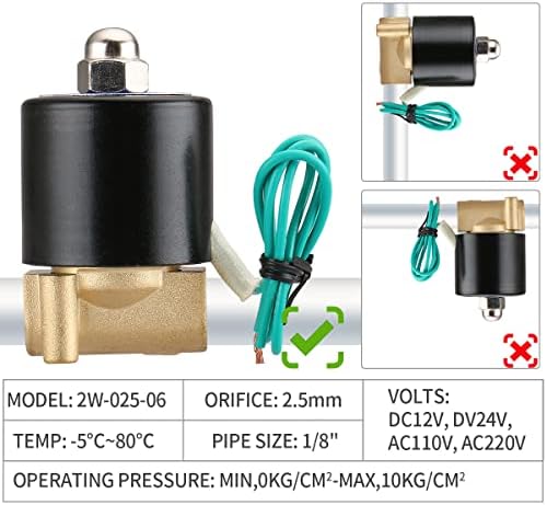 Válvula solenóide elétrica de latão de 1/8 de polegada Baomain para válvula de água do ar N/C