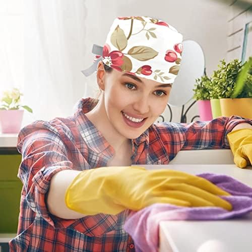 2pcs enfermeira limpar tampas para mulheres cabelos longos, flores florais de trabalho ajustável