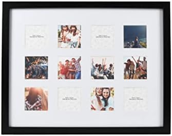 Prinz 12-Opening 16 'x 20' Black Matted Wall Collage Picture Frame, exibe doze fotos 3x3