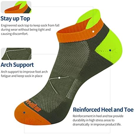Joynée Men's Athletic Ankle Meocks Baixo Cut Cut Cushion Sport Workout Running Tab Socks 6 pacote