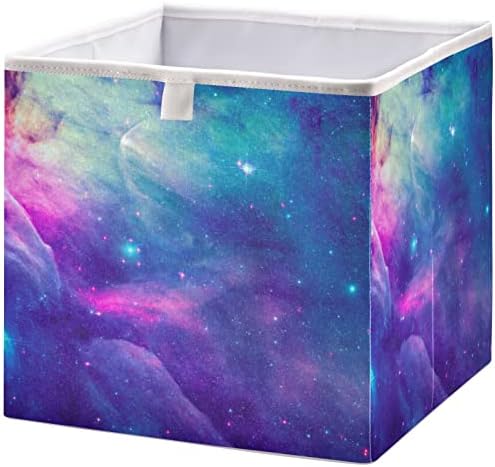 cestas de armário VISESUNNY Azul e rosa Galaxy Sky Storage Bins de tecido para organizar caixas de cubos