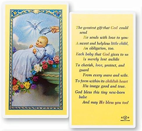 WJ Hirten E24-397 Batismal do bebê, Clear Holy Cards