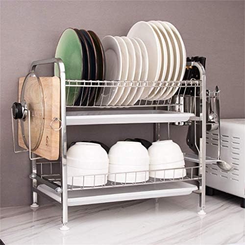 Jahh Aço inoxidável 2 drenadores de pratos de camada ， Plataforma de prateleira de cozinha Porta de prateleira