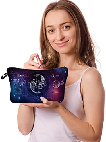 Bolsa de cosméticos para mulheres 12 Constelações Bolsas de maquiagem Bolsa de bolsas de higiene pessoal de viagem