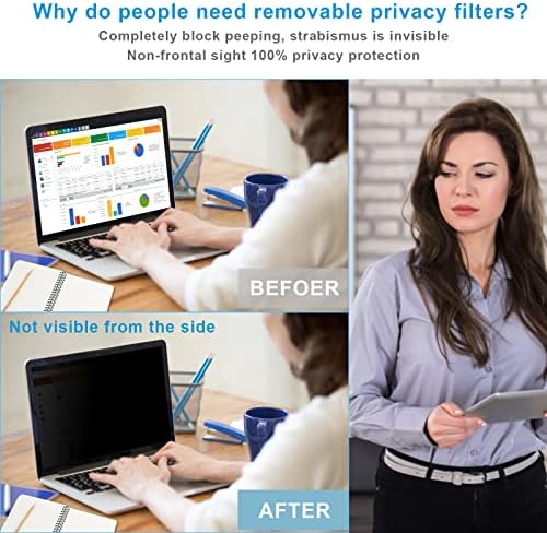 Tela de privacidade de laptop Filtro de 14 polegadas para 16:10 Visor Widescreen Compatível com HP/Dell/Acer/Asus/Samsung/Lenovo-Tela