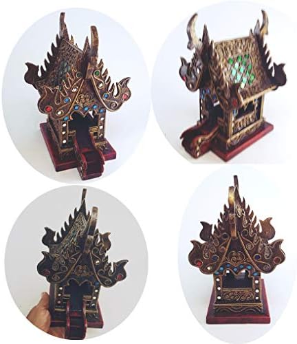 Darasae0 Spirit House Buddhatemple teca de madeira dourada de mosaico de vidro tailandês decoração