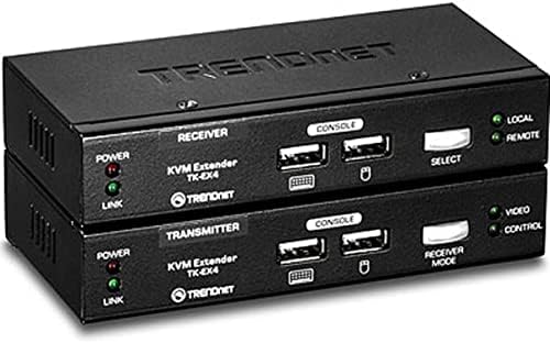 Kit de extensão TrendNet KVM, controles de teclado/vídeo/mouse estender, até 100 metros, teclas quentes, transmissor,