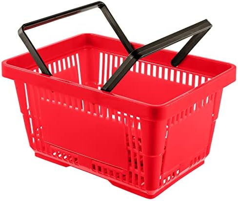 Shopping Shopping Basket Store Bestkets 16,9 x 11,8 com alça de plástico 12pcs Armazenamento vermelho