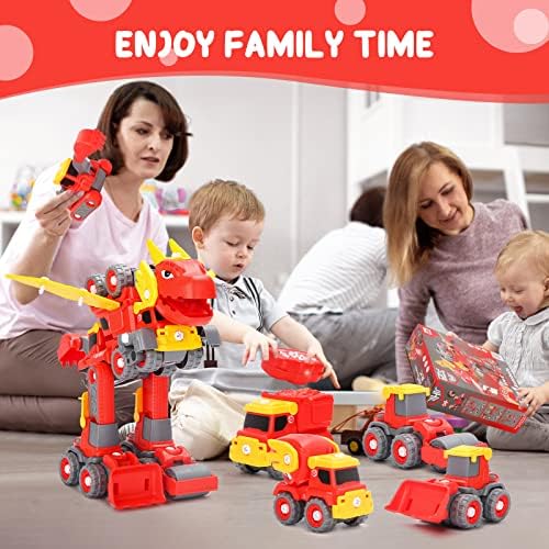 Hadieru Dinosaur Toys for Kids de 3 a 5 anos de 5 a 7 anos, 5 em 1 em 1 Dinosaur Construction Construction Transformer