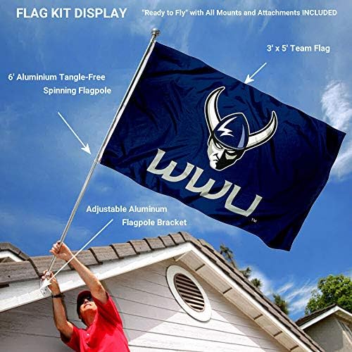 Logotipo da Universidade Western Washington, bandeira ao ar livre e suporte de suporte de poste