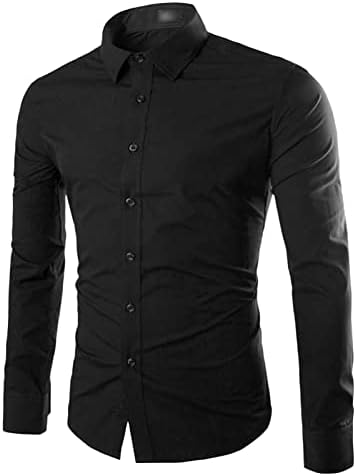 Coringa masculina cor de cor sólida casual camisa de manga longa elegante negócio slim fit shirt button