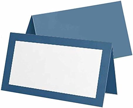 Blue Place Cards - Plano ou tenda - 10 ou 50 pacote - Frente em branco branca com borda de cor sólida - Nome da