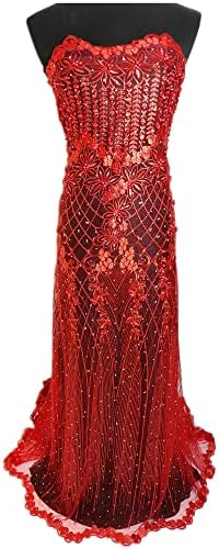 Material de vestido nigeriano Bella African Tulle Lace Asoebi com miçangas de stromestones para designs